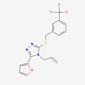 molecular formula C17H14F3N3OS B12149806 3-(furan-2-yl)-4-(prop-2-en-1-yl)-5-{[3-(trifluoromethyl)benzyl]sulfanyl}-4H-1,2,4-triazole 