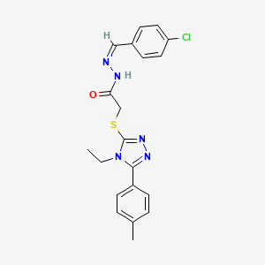 N-[(E)-(4-chlorophenyl)methylideneamino]-2-[[4-ethyl-5-(4-methylphenyl)-1,2,4-triazol-3-yl]sulfanyl]acetamide