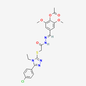 4-{(E)-[2-({[5-(4-chlorophenyl)-4-ethyl-4H-1,2,4-triazol-3-yl]sulfanyl}acetyl)hydrazinylidene]methyl}-2,6-dimethoxyphenyl acetate