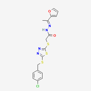 2-[[5-[(4-chlorophenyl)methylsulfanyl]-1,3,4-thiadiazol-2-yl]sulfanyl]-N-[(Z)-1-(furan-2-yl)ethylideneamino]acetamide