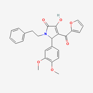 molecular formula C25H23NO6 B12149972 5-(3,4-dimethoxyphenyl)-4-(furan-2-carbonyl)-3-hydroxy-1-(2-phenylethyl)-2,5-dihydro-1H-pyrrol-2-one 