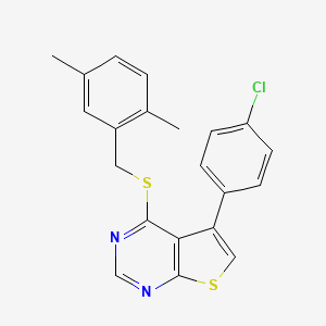 molecular formula C21H17ClN2S2 B12149998 5-(4-Chlorophenyl)-4-[(2,5-dimethylbenzyl)sulfanyl]thieno[2,3-d]pyrimidine 