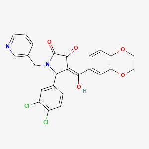 (4E)-5-(3,4-dichlorophenyl)-4-[2,3-dihydro-1,4-benzodioxin-6-yl(hydroxy)methylidene]-1-(pyridin-3-ylmethyl)pyrrolidine-2,3-dione