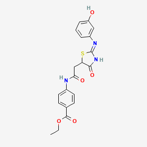 ethyl 4-[({(2E)-2-[(3-hydroxyphenyl)imino]-4-oxo-1,3-thiazolidin-5-yl}acetyl)amino]benzoate