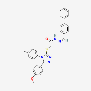 N'-[(Z)-biphenyl-4-ylmethylidene]-2-{[5-(4-methoxyphenyl)-4-(4-methylphenyl)-4H-1,2,4-triazol-3-yl]sulfanyl}acetohydrazide