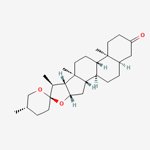 molecular formula C27H42O3 B1215006 (1R,2S,4S,5'S,6R,7S,8R,9S,12S,13S,18R)-5',7,9,13-tetramethylspiro[5-oxapentacyclo[10.8.0.02,9.04,8.013,18]icosane-6,2'-oxane]-16-one CAS No. 639-96-3