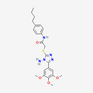 molecular formula C23H29N5O4S B12150082 2-[4-amino-5-(3,4,5-trimethoxyphenyl)(1,2,4-triazol-3-ylthio)]-N-(4-butylpheny l)acetamide 