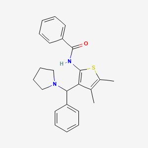 molecular formula C24H26N2OS B12150160 N-{4,5-dimethyl-3-[phenyl(pyrrolidin-1-yl)methyl]thiophen-2-yl}benzamide 