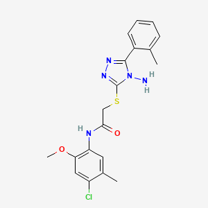 molecular formula C19H20ClN5O2S B12150169 2-{[4-amino-5-(2-methylphenyl)-4H-1,2,4-triazol-3-yl]sulfanyl}-N-(4-chloro-2-methoxy-5-methylphenyl)acetamide 