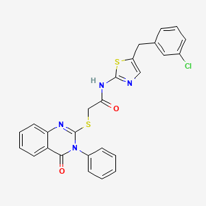 N-[5-(3-chlorobenzyl)-1,3-thiazol-2-yl]-2-[(4-oxo-3-phenyl-3,4-dihydroquinazolin-2-yl)sulfanyl]acetamide