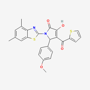 (4E)-1-(4,6-dimethyl-1,3-benzothiazol-2-yl)-4-[hydroxy(thiophen-2-yl)methylidene]-5-(4-methoxyphenyl)pyrrolidine-2,3-dione