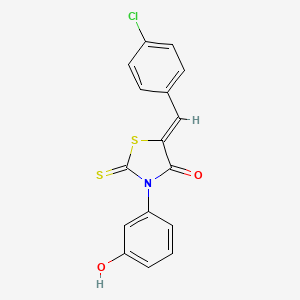 molecular formula C16H10ClNO2S2 B12150318 (Z)-5-(4-chlorobenzylidene)-3-(3-hydroxyphenyl)-2-thioxothiazolidin-4-one 