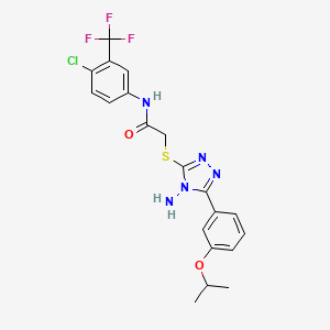 molecular formula C20H19ClF3N5O2S B12150341 2-{4-amino-5-[3-(methylethoxy)phenyl](1,2,4-triazol-3-ylthio)}-N-[4-chloro-3-(trifluoromethyl)phenyl]acetamide 