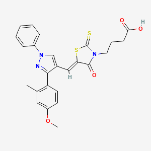 4-[(5Z)-5-{[3-(4-methoxy-2-methylphenyl)-1-phenyl-1H-pyrazol-4-yl]methylidene}-4-oxo-2-thioxo-1,3-thiazolidin-3-yl]butanoic acid