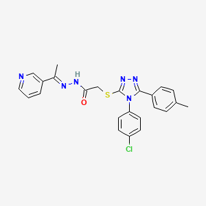 2-{[4-(4-chlorophenyl)-5-(4-methylphenyl)-4H-1,2,4-triazol-3-yl]sulfanyl}-N'-[(1E)-1-(pyridin-3-yl)ethylidene]acetohydrazide