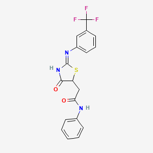 2-[(2Z)-4-oxo-2-{[3-(trifluoromethyl)phenyl]imino}-1,3-thiazolidin-5-yl]-N-phenylacetamide