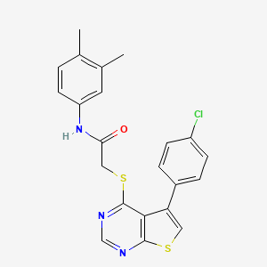 N-(3,4-dimethylphenyl)-2-[5-(4-chlorophenyl)thiopheno[3,2-e]pyrimidin-4-ylthio]acetamide