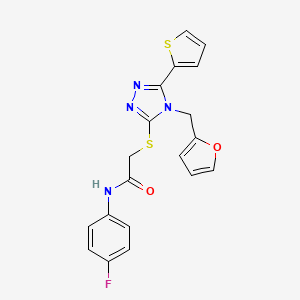 N-(4-fluorophenyl)-2-{[4-(furan-2-ylmethyl)-5-(thiophen-2-yl)-4H-1,2,4-triazol-3-yl]sulfanyl}acetamide