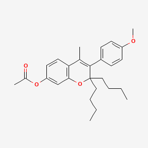 molecular formula C27H34O4 B1215055 2,2-Dibutyl-3-(4-methoxyphenyl)-4-methyl-2H-1-benzopyran-7-ol acetate CAS No. 5188-50-1