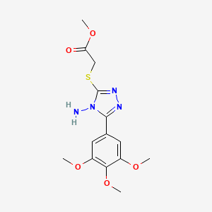 molecular formula C14H18N4O5S B12150578 Methyl 2-[4-amino-5-(3,4,5-trimethoxyphenyl)-1,2,4-triazol-3-ylthio]acetate 