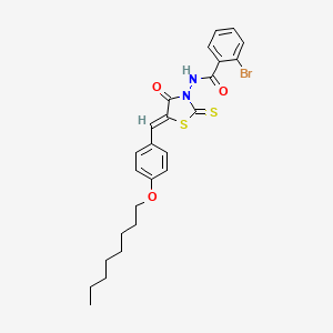 2-bromo-N-{(5Z)-5-[4-(octyloxy)benzylidene]-4-oxo-2-thioxo-1,3-thiazolidin-3-yl}benzamide