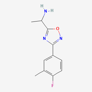 molecular formula C11H12FN3O B12150761 1-[3-(4-Fluoro-3-methylphenyl)-1,2,4-oxadiazol-5-yl]ethan-1-amine 