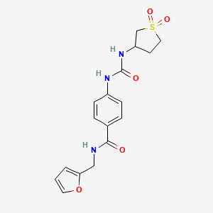 molecular formula C17H19N3O5S B12150786 4-{[(1,1-dioxidotetrahydrothiophen-3-yl)carbamoyl]amino}-N-(furan-2-ylmethyl)benzamide 