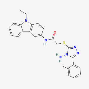 molecular formula C25H24N6OS B12150807 2-{[4-amino-5-(2-methylphenyl)-4H-1,2,4-triazol-3-yl]sulfanyl}-N-(9-ethyl-9H-carbazol-3-yl)acetamide 