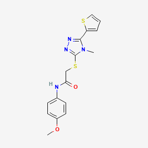 molecular formula C16H16N4O2S2 B12150820 N-(4-methoxyphenyl)-2-{[4-methyl-5-(thiophen-2-yl)-4H-1,2,4-triazol-3-yl]sulfanyl}acetamide 