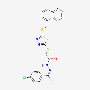 N'-[(1Z)-1-(4-chlorophenyl)ethylidene]-2-({5-[(naphthalen-1-ylmethyl)sulfanyl]-1,3,4-thiadiazol-2-yl}sulfanyl)acetohydrazide