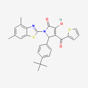 molecular formula C28H26N2O3S2 B12150909 (4E)-5-(4-tert-butylphenyl)-1-(4,6-dimethyl-1,3-benzothiazol-2-yl)-4-[hydroxy(thiophen-2-yl)methylidene]pyrrolidine-2,3-dione 