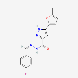 N-[(E)-(4-fluorophenyl)methylideneamino]-5-(5-methylfuran-2-yl)-1H-pyrazole-3-carboxamide