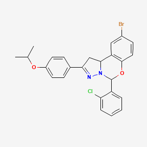 molecular formula C25H22BrClN2O2 B12150972 9-Bromo-5-(2-chlorophenyl)-2-[4-(propan-2-yloxy)phenyl]-1,10b-dihydropyrazolo[1,5-c][1,3]benzoxazine 