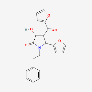 4-(furan-2-carbonyl)-5-(furan-2-yl)-3-hydroxy-1-(2-phenylethyl)-2,5-dihydro-1H-pyrrol-2-one