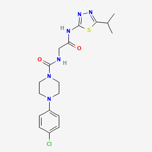 4-(4-chlorophenyl)-N-(2-oxo-2-{[(2Z)-5-(propan-2-yl)-1,3,4-thiadiazol-2(3H)-ylidene]amino}ethyl)piperazine-1-carboxamide