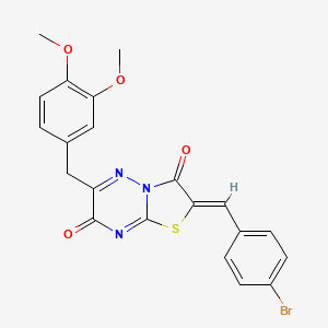 molecular formula C21H16BrN3O4S B12151031 (2Z)-2-(4-bromobenzylidene)-6-(3,4-dimethoxybenzyl)-7H-[1,3]thiazolo[3,2-b][1,2,4]triazine-3,7(2H)-dione 