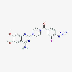 molecular formula C21H21IN8O3 B1215109 Piperazine, 1-(4-amino-6,7-dimethoxy-2-quinazolinyl)-4-(4-azido-3-iodobenzoyl)- CAS No. 90990-97-9