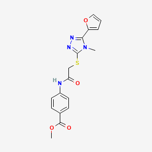 molecular formula C17H16N4O4S B12151143 Methyl 4-[2-(5-(2-furyl)-4-methyl-1,2,4-triazol-3-ylthio)acetylamino]benzoate 