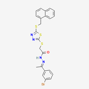 molecular formula C23H19BrN4OS3 B12151179 N'-[(1E)-1-(3-bromophenyl)ethylidene]-2-({5-[(naphthalen-1-ylmethyl)sulfanyl]-1,3,4-thiadiazol-2-yl}sulfanyl)acetohydrazide 