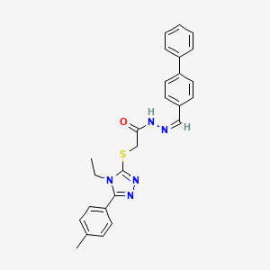 2-[[4-ethyl-5-(4-methylphenyl)-1,2,4-triazol-3-yl]sulfanyl]-N-[(E)-(4-phenylphenyl)methylideneamino]acetamide