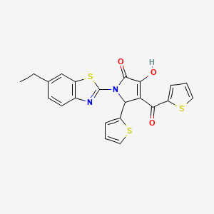 (4E)-1-(6-ethyl-1,3-benzothiazol-2-yl)-4-[hydroxy(thiophen-2-yl)methylidene]-5-(thiophen-2-yl)pyrrolidine-2,3-dione