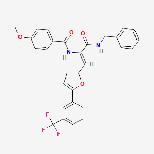 molecular formula C29H23F3N2O4 B12151233 N-[(1Z)-3-(benzylamino)-3-oxo-1-{5-[3-(trifluoromethyl)phenyl]furan-2-yl}prop-1-en-2-yl]-4-methoxybenzamide 