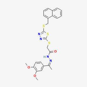 N'-[(1Z)-1-(3,4-dimethoxyphenyl)ethylidene]-2-({5-[(naphthalen-1-ylmethyl)sulfanyl]-1,3,4-thiadiazol-2-yl}sulfanyl)acetohydrazide