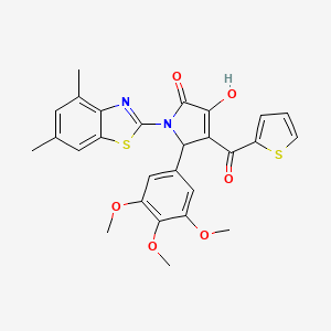 (4E)-1-(4,6-dimethyl-1,3-benzothiazol-2-yl)-4-[hydroxy(thiophen-2-yl)methylidene]-5-(3,4,5-trimethoxyphenyl)pyrrolidine-2,3-dione