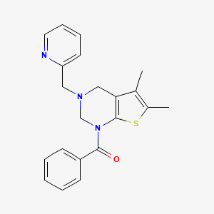 molecular formula C21H21N3OS B12151362 2-({1-benzoyl-5,6-dimethyl-1H,2H,3H,4H-thieno[2,3-d]pyrimidin-3-yl}methyl)pyridine 