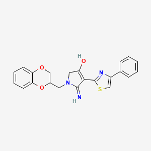 1-(2,3-dihydro-1,4-benzodioxin-2-ylmethyl)-5-imino-4-(4-phenyl-1,3-thiazol-2-yl)-2,5-dihydro-1H-pyrrol-3-ol