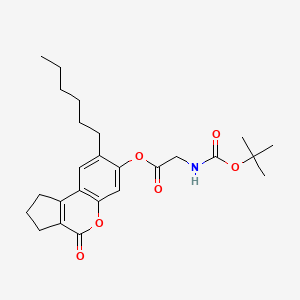 8-hexyl-4-oxo-1,2,3,4-tetrahydrocyclopenta[c]chromen-7-yl N-(tert-butoxycarbonyl)glycinate