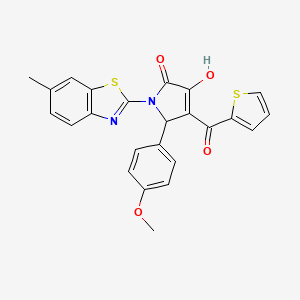 (4E)-4-[hydroxy(thiophen-2-yl)methylidene]-5-(4-methoxyphenyl)-1-(6-methyl-1,3-benzothiazol-2-yl)pyrrolidine-2,3-dione