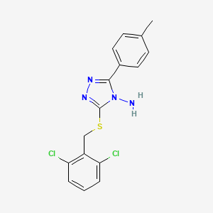 molecular formula C16H14Cl2N4S B12151428 3-[(2,6-Dichlorophenyl)methylthio]-5-(4-methylphenyl)-1,2,4-triazole-4-ylamine 