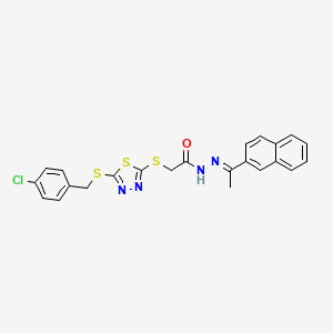 2-({5-[(4-chlorobenzyl)sulfanyl]-1,3,4-thiadiazol-2-yl}sulfanyl)-N'-[(1E)-1-(naphthalen-2-yl)ethylidene]acetohydrazide